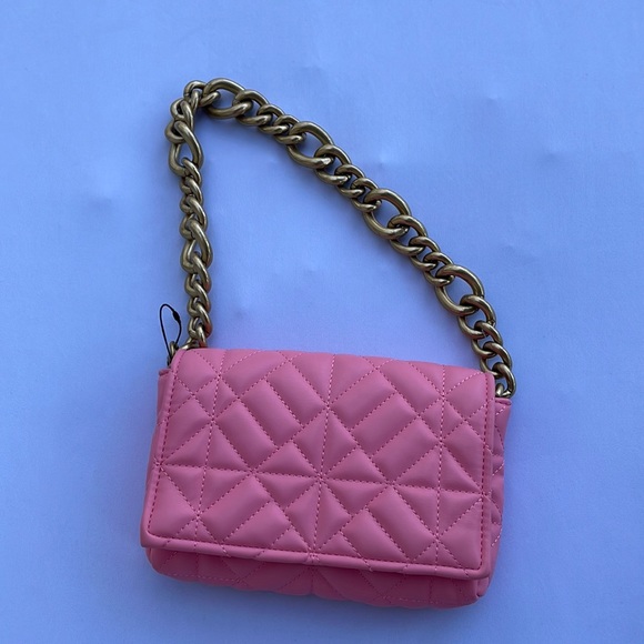 Zara Bags Zara Quilted Pink Gold Chain Strap Shoulder Bag Poshmark